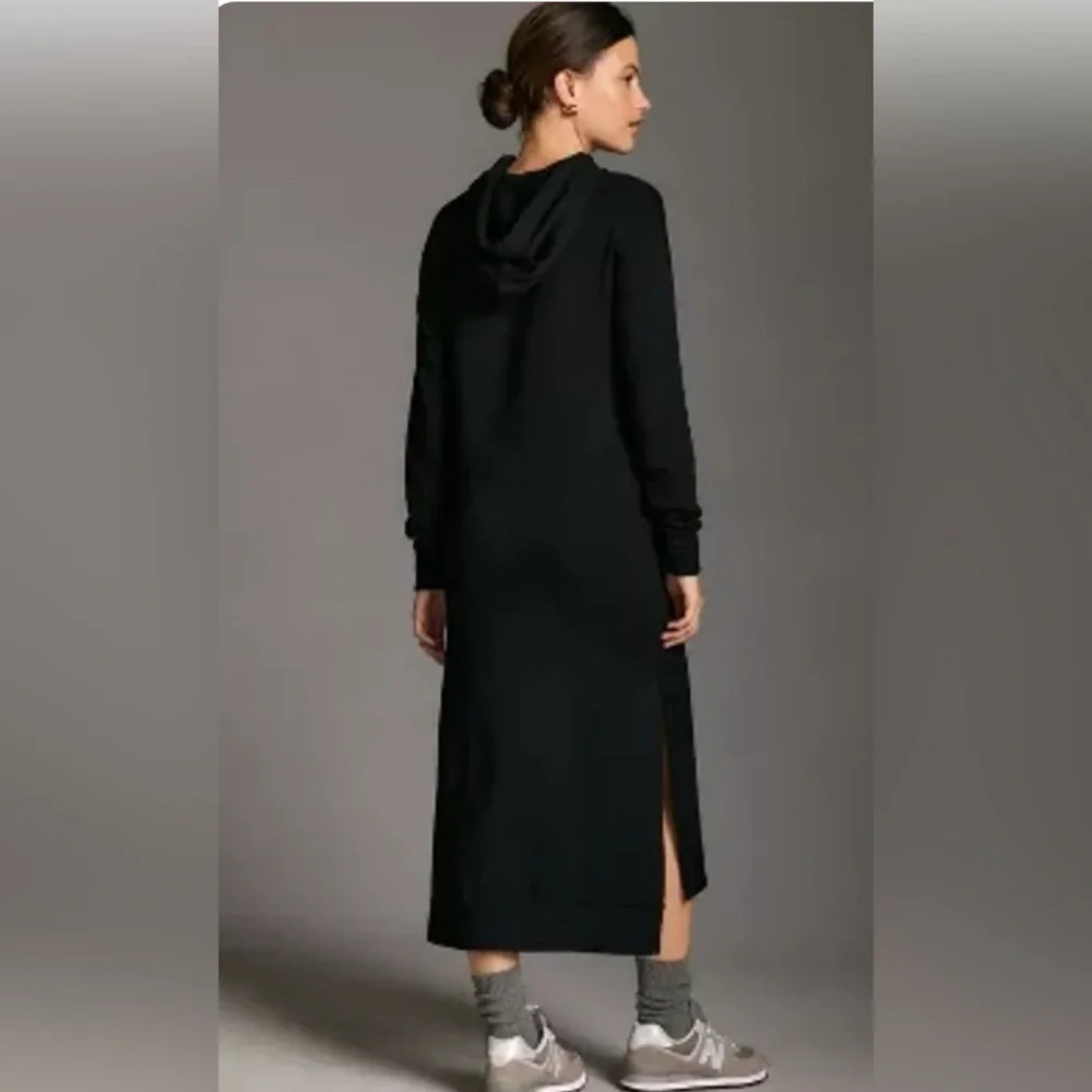 Anthropologie | Stateside Black Long Sleeve Hoodie Dress Size M - Picture 2 of 5